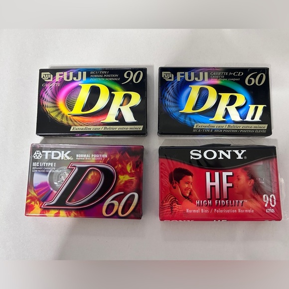 Sealed Cassette Tapes (lot of 4) Fuji, TDK, Sony 60&90 minutes - Picture 1 of 2